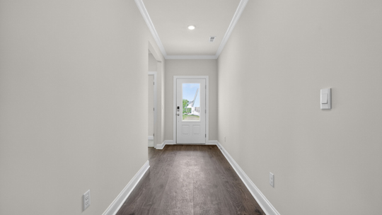 foyer entryway with revwood flooring