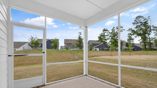 covered and screened in back patio