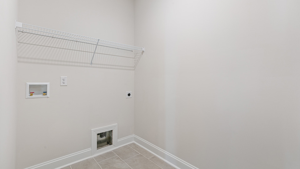 Laundry room with wire shelving