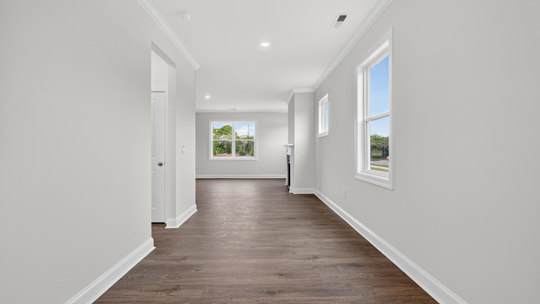 foyer entryway with revwood flooring