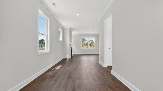 foyer entryway with revwood flooring