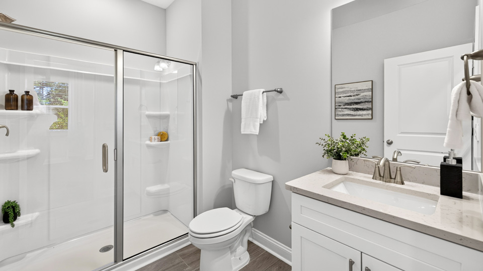 bathroom with walkin glass door shower