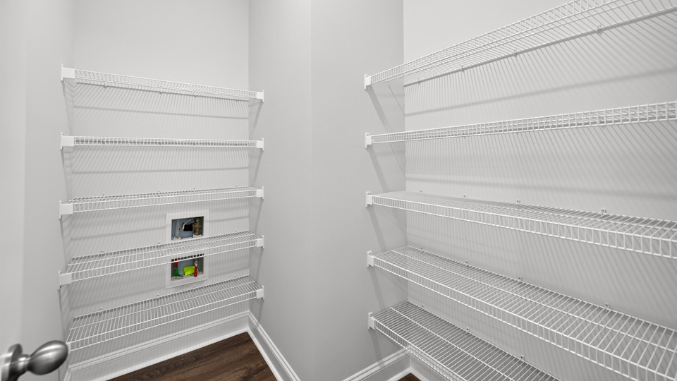 walk in pantry with wire shelving