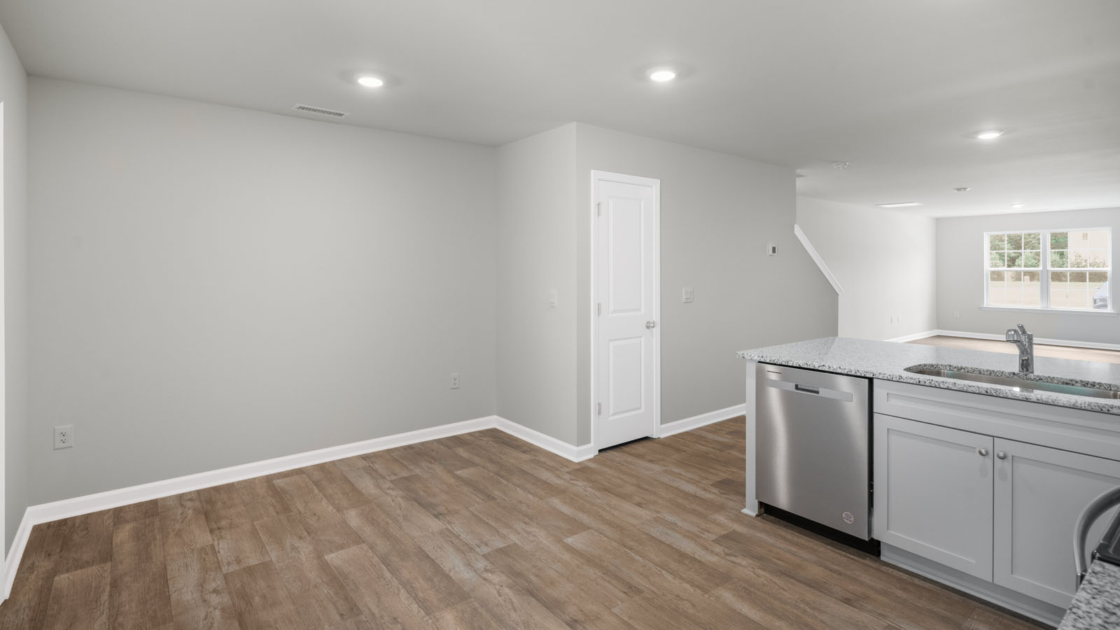 Living area with revwood flooring