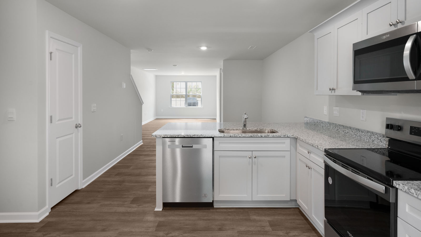 Kitchen with white cabinets