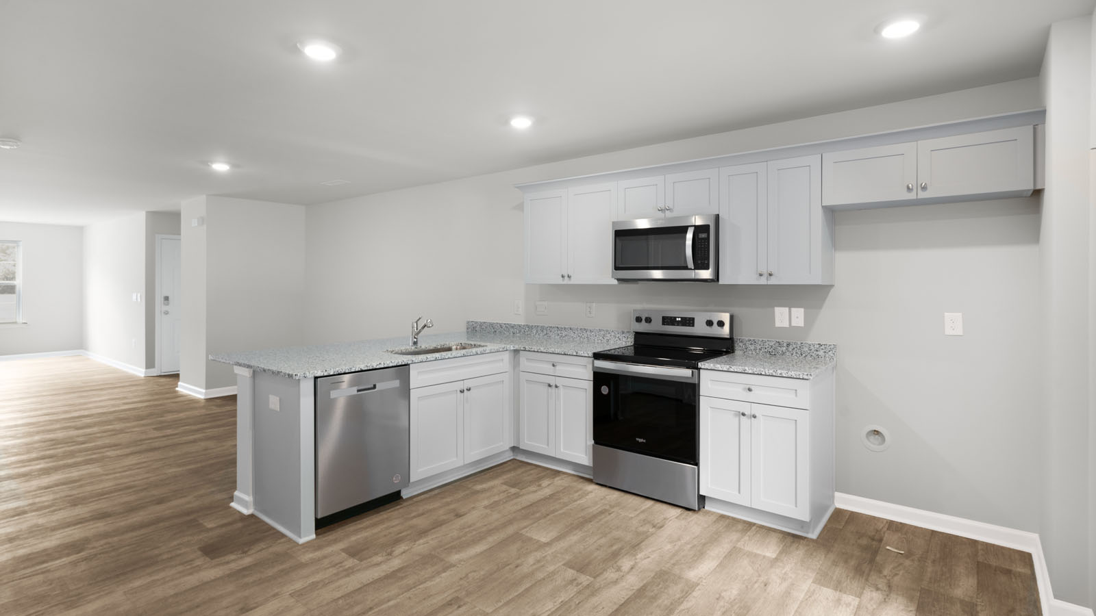 Kitchen with white cabinets