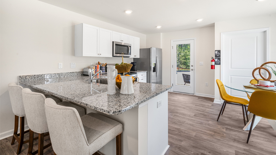 Kitchen with quartz counters