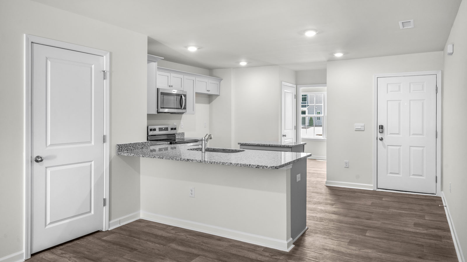 Kitchen with white cabinets