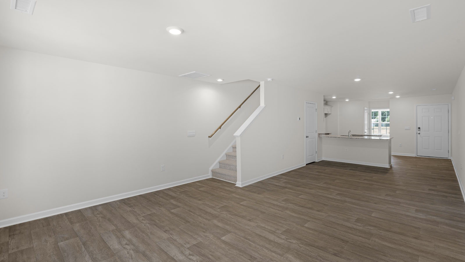 Living area with revwood flooring