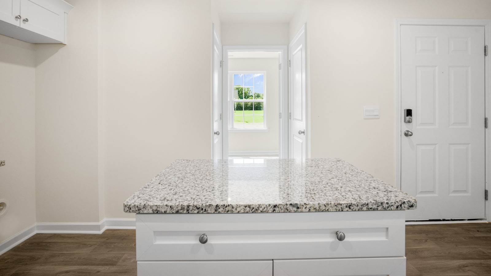Kitchen with white cabinets