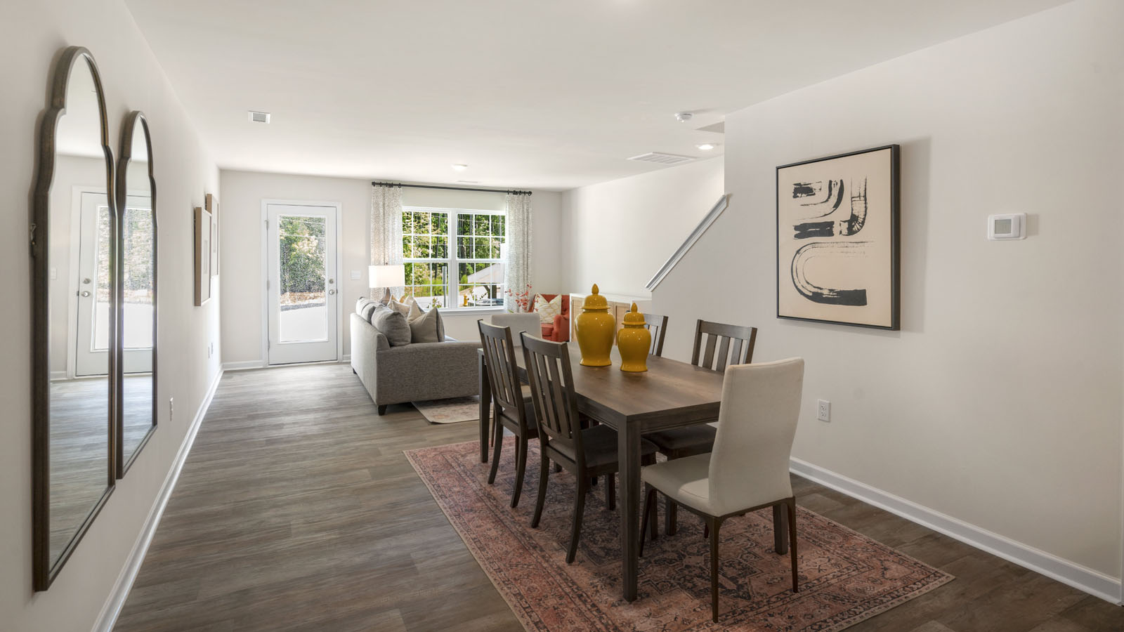living room and dining area
