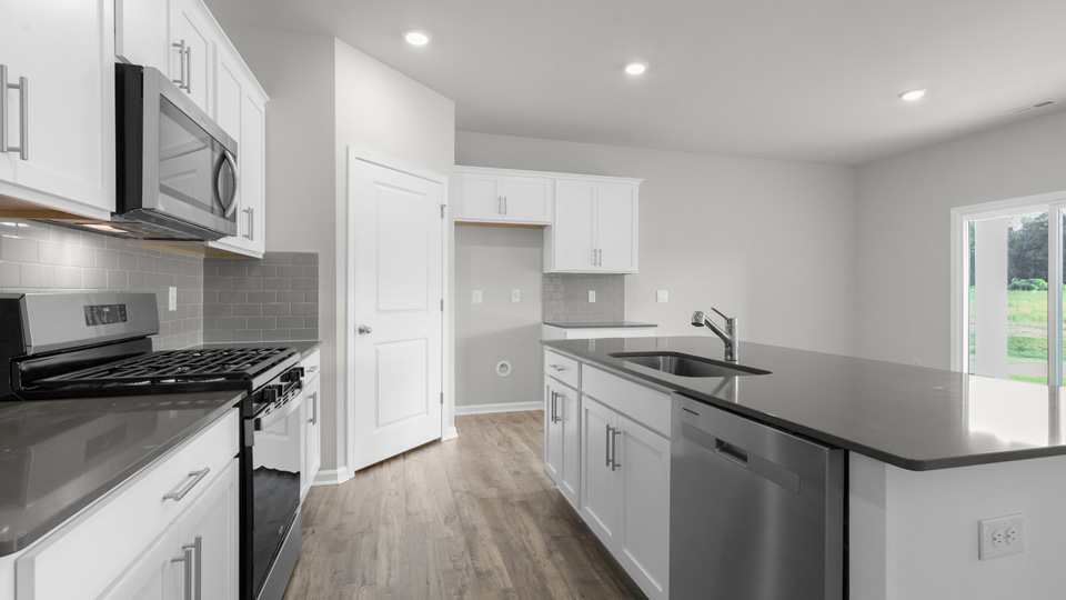 Kitchen with white cabinets