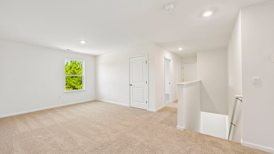 top of stairs at loft with carpet flooring