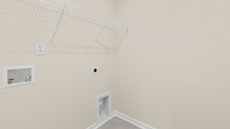 Laundry room with wire shelving