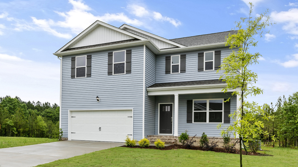 Blue home with covered front porch