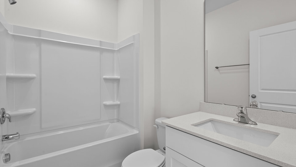 Bathroom with single sink and tub