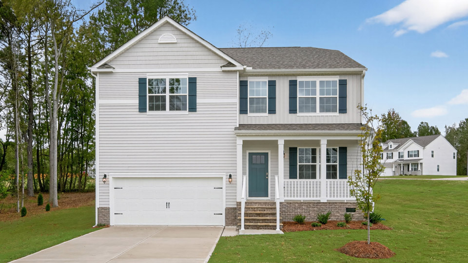 front exterior of wilmington A with 2 car garage