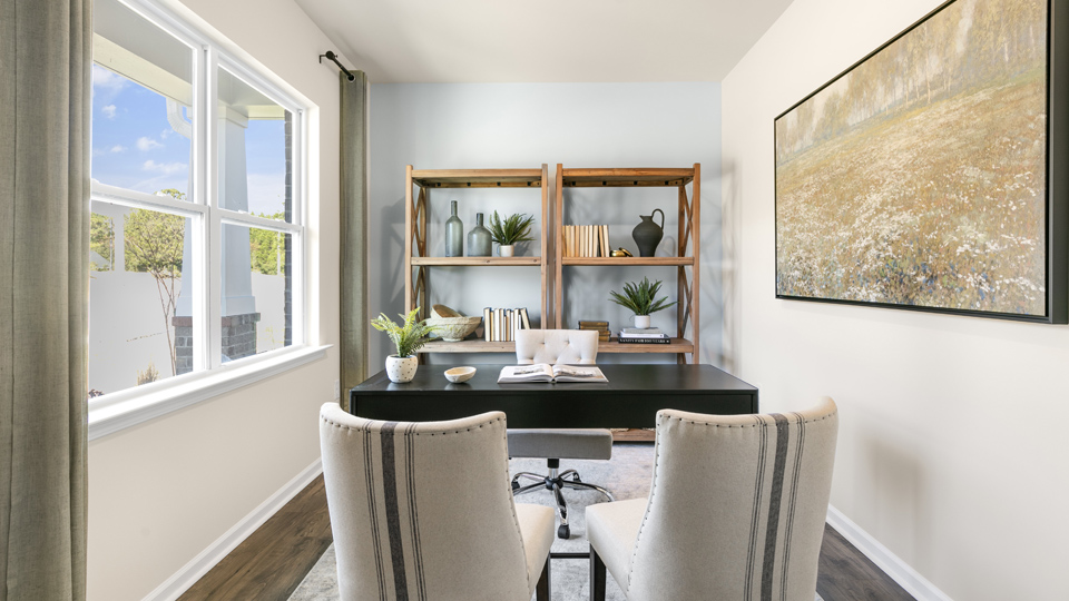 flex room with large windows, french doors