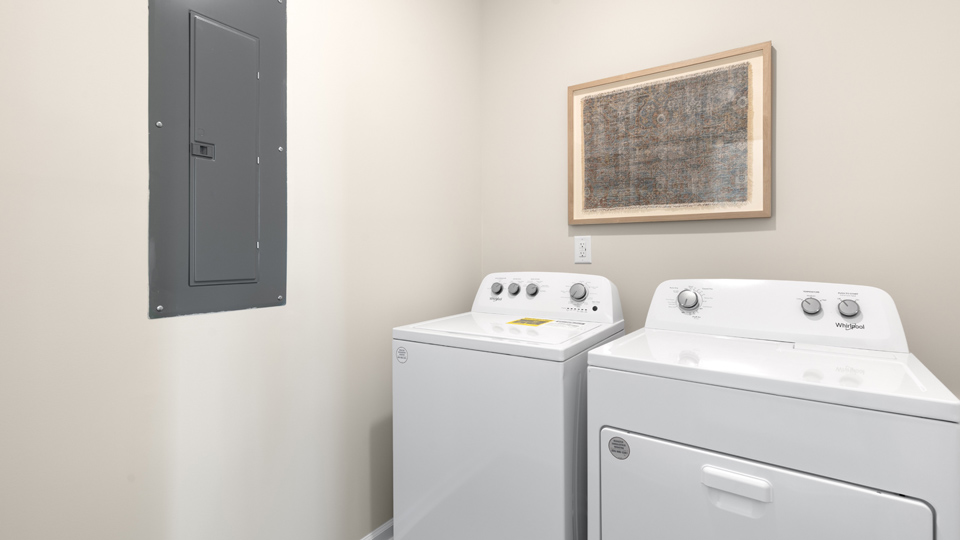 laundry room with wire shelving