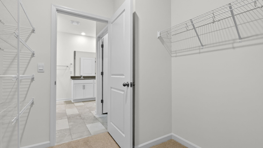 walk in closet with wire shelving