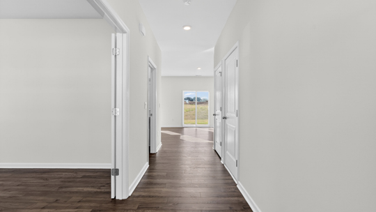 foyer entryway with revwood flooring