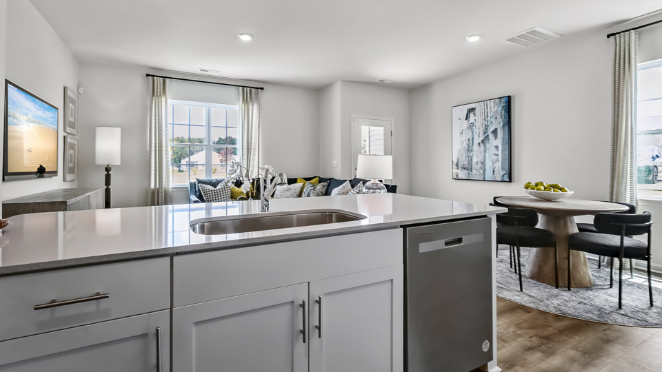 Kitchen with white cabinets
