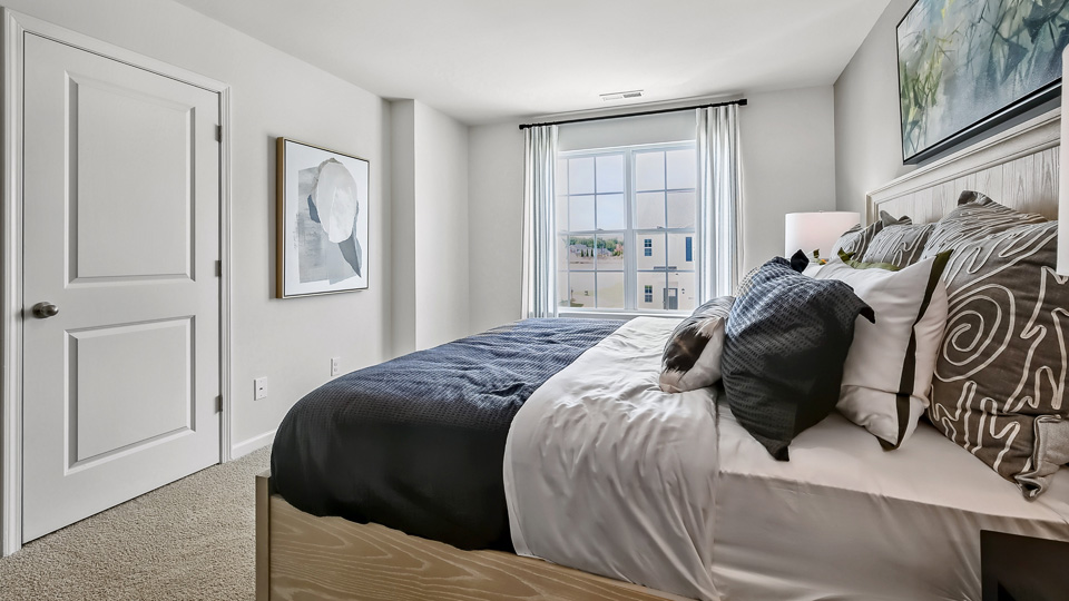 Bedroom with carpet flooring