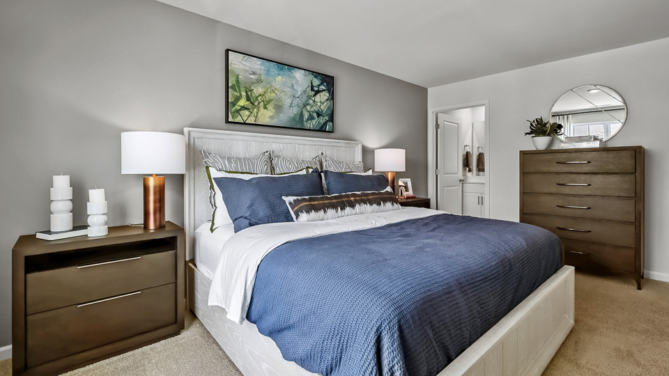 Bedroom with carpet flooring