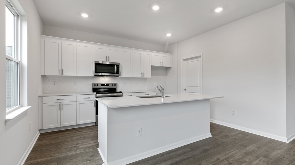 Kitchen with white cabinets