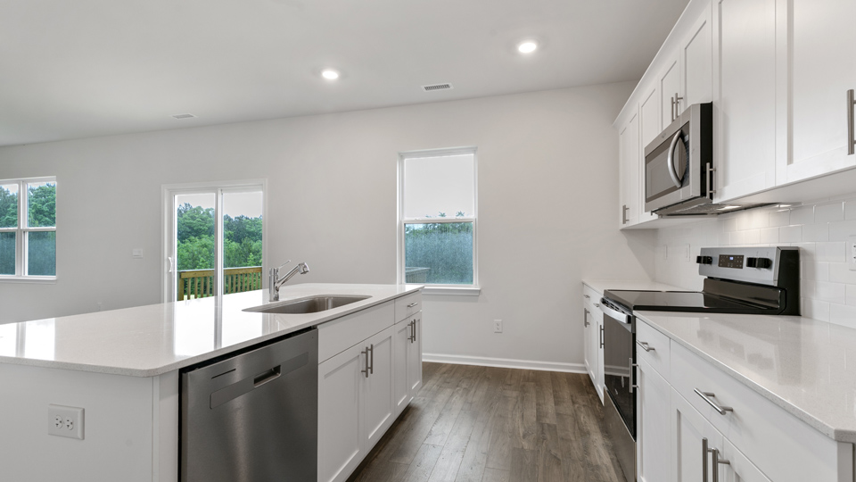 Kitchen with white cabinets