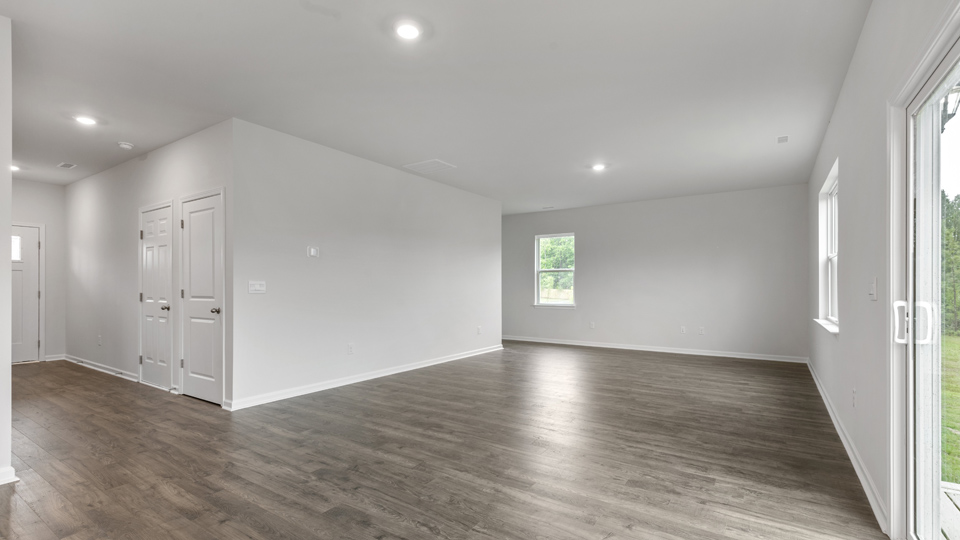 Living area with revwood flooring