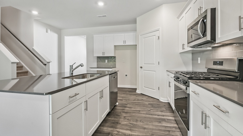 Kitchen with white cabinets