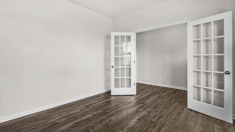 flex room with large windows, french doors