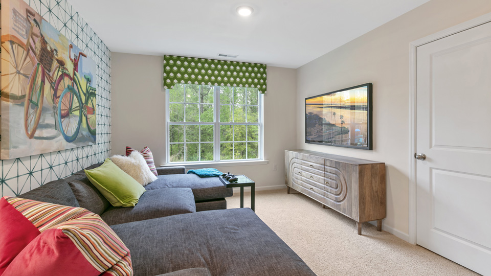 Loft with carpet flooring