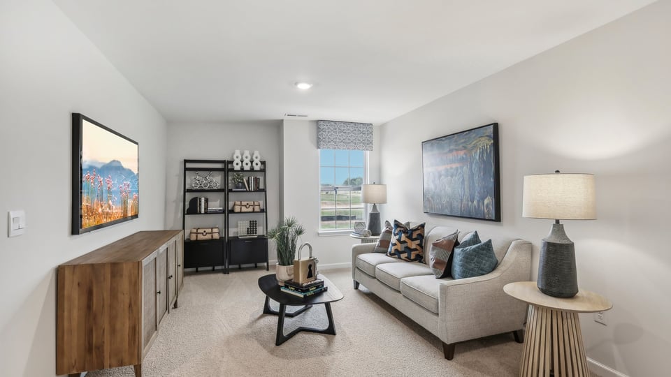 Loft with carpet flooring