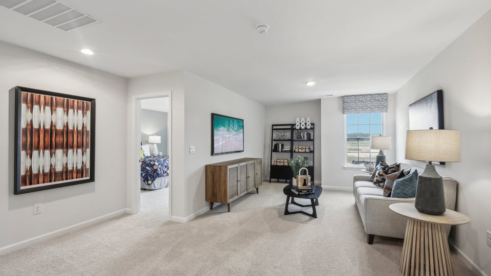 Loft with carpet flooring