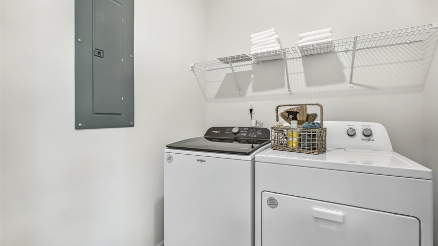 laundry room with wire shelving