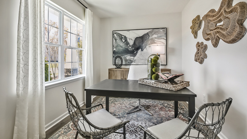 flex room with large windows, french doors