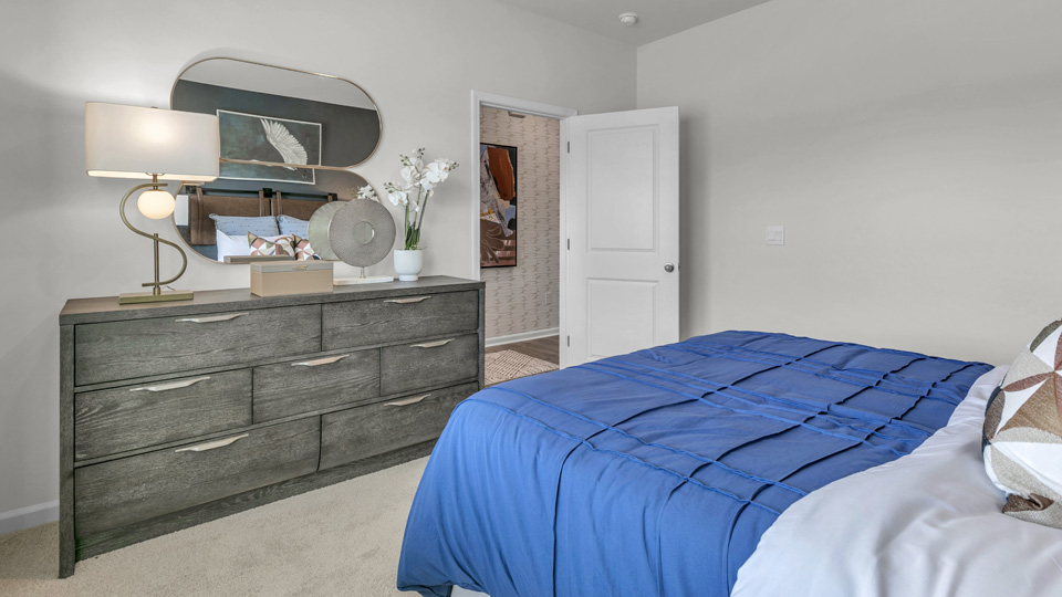 Bedroom with carpet flooring