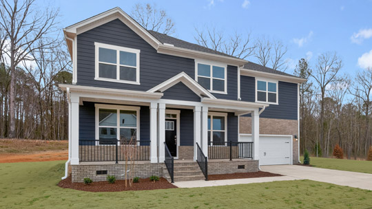 front exterior of tillery floorplan with 2 car garage