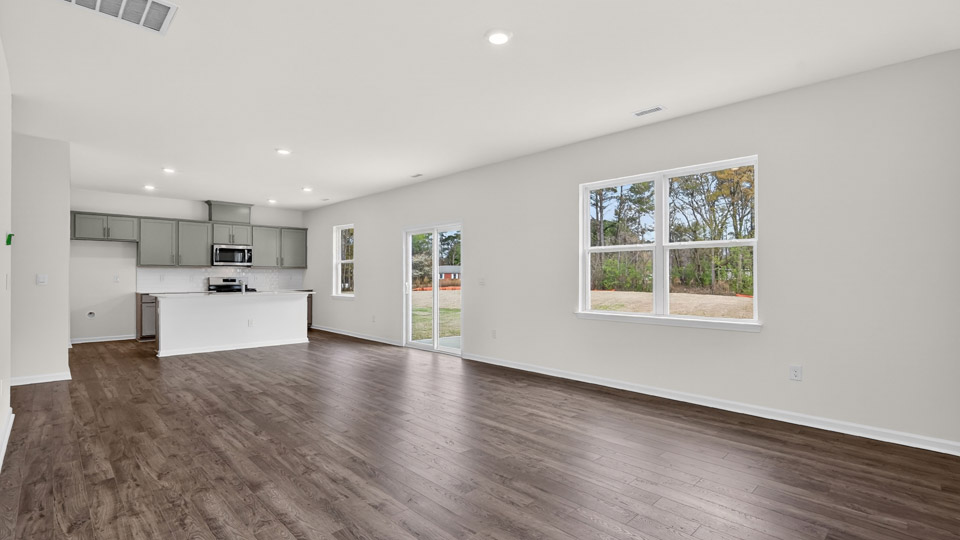 Open-concept living room and dining area