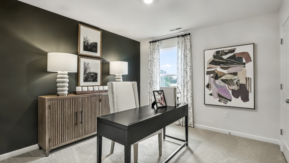 Bedroom with carpet flooring
