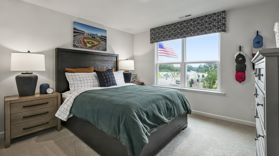 Bedroom with carpet flooring