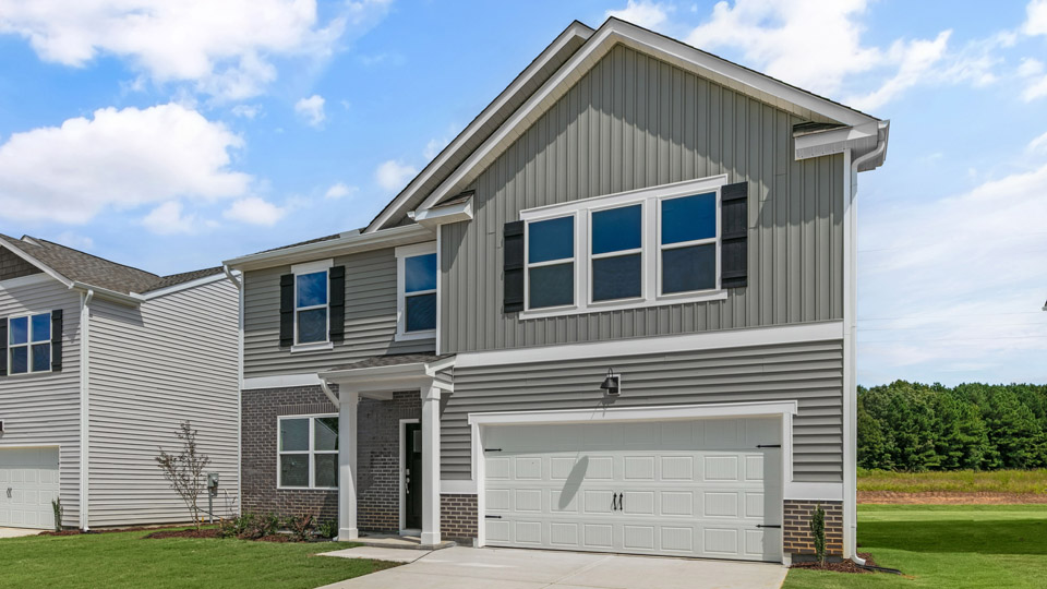front exterior of Hanover D with 2 car garage