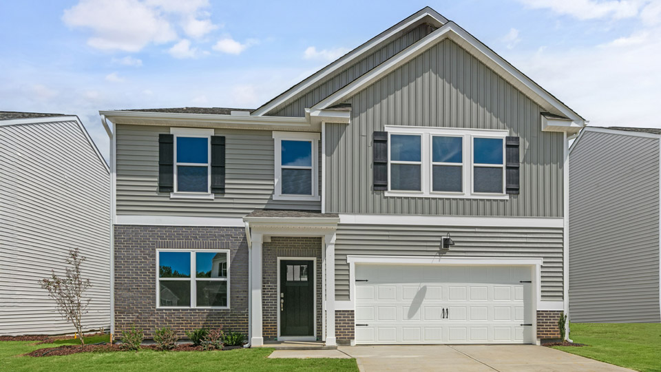 front exterior of Hanover D with 2 car garage