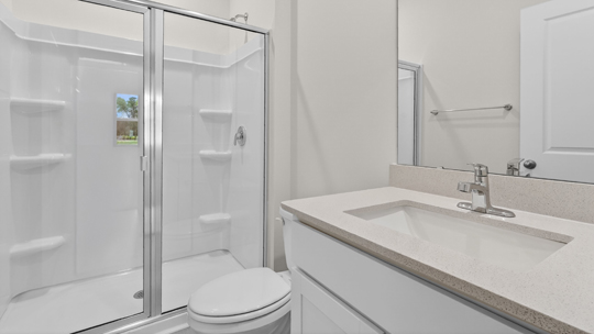 bathroom with walkin glass door shower