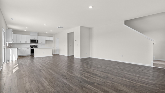 kitchen and dining overlooking living room