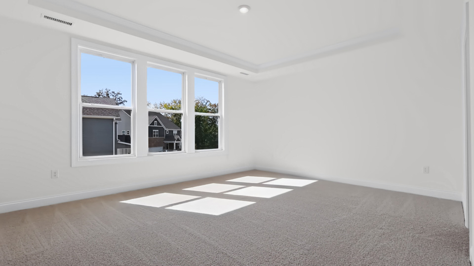 primary bedroom with tray ceiling