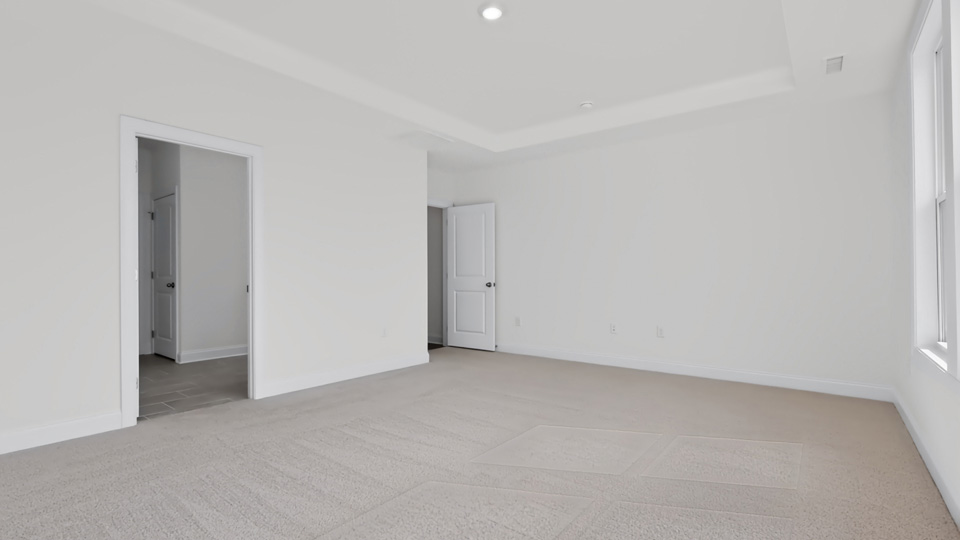 primary bedroom with tray ceiling