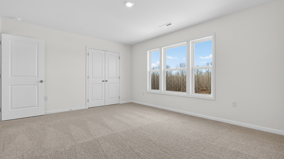 secondary bedroom with window and closet, carpeting